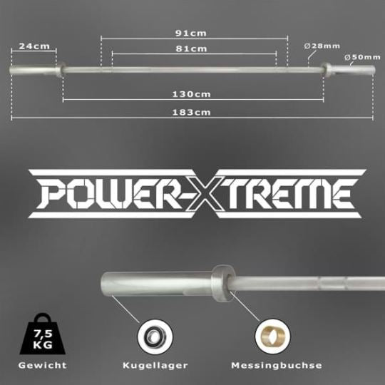 Power-Extreme Langhantelstange - Technik Junior Bar 7,5 kg - 50 mm